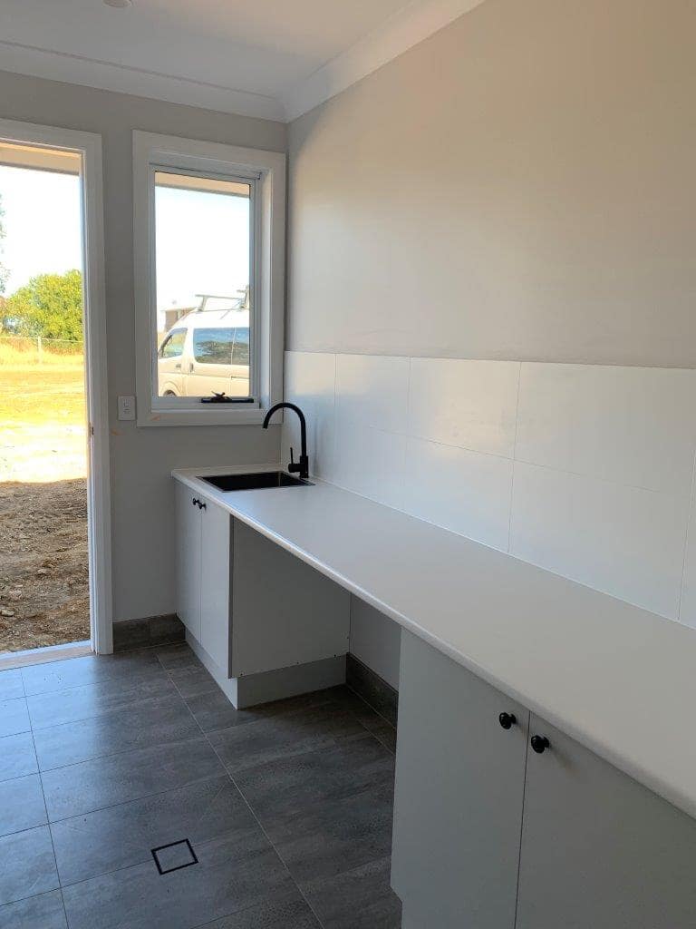 Laundry stone installation